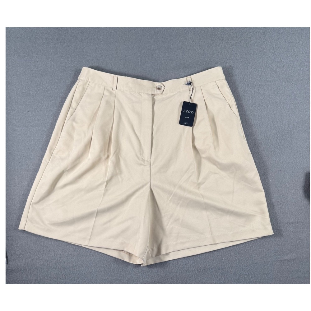 IZOD Golf Womens Shorts Size 16 Khaki Pleated Performance Polyester NWT